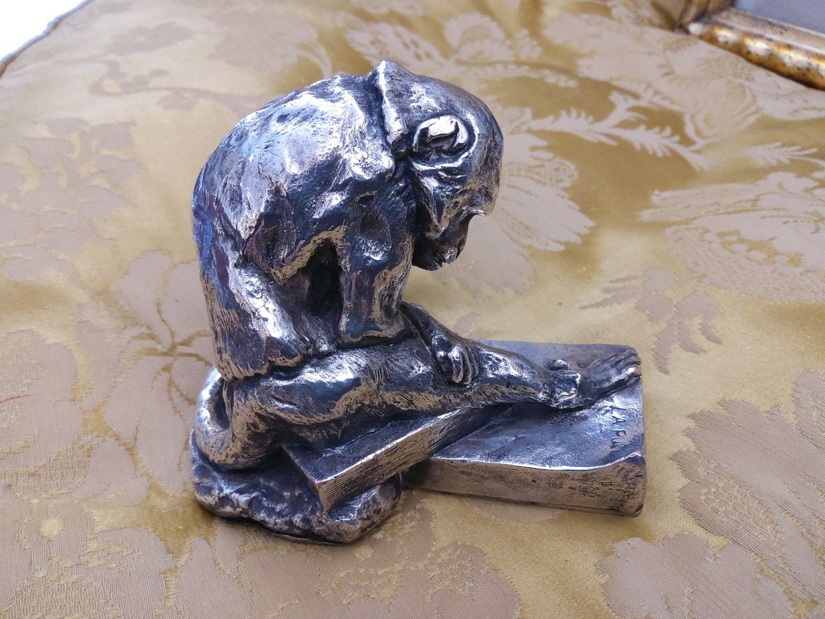 Bronze Argenté "la Puce "par Edouard Paul Merite-photo-4